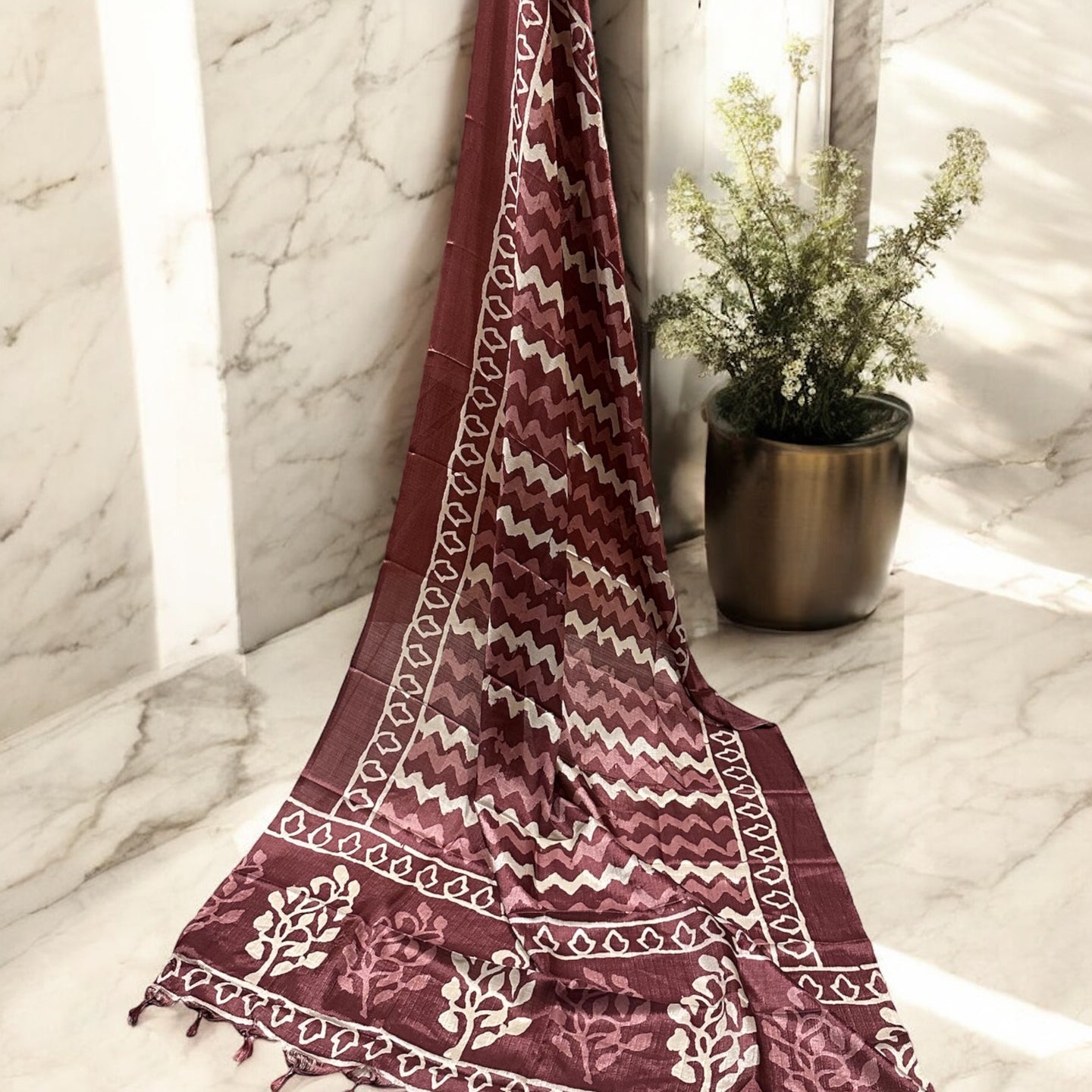 Brown silk dupatta